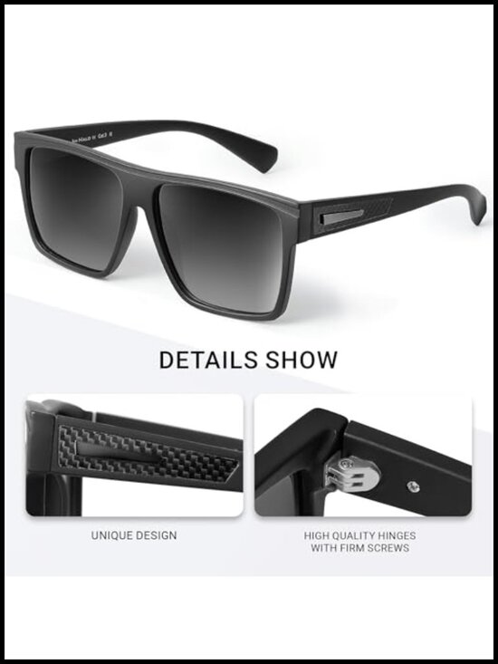Retro Polarized Sunglasses Flat Top Square UV400 Driving Fishing Hiking main image 6